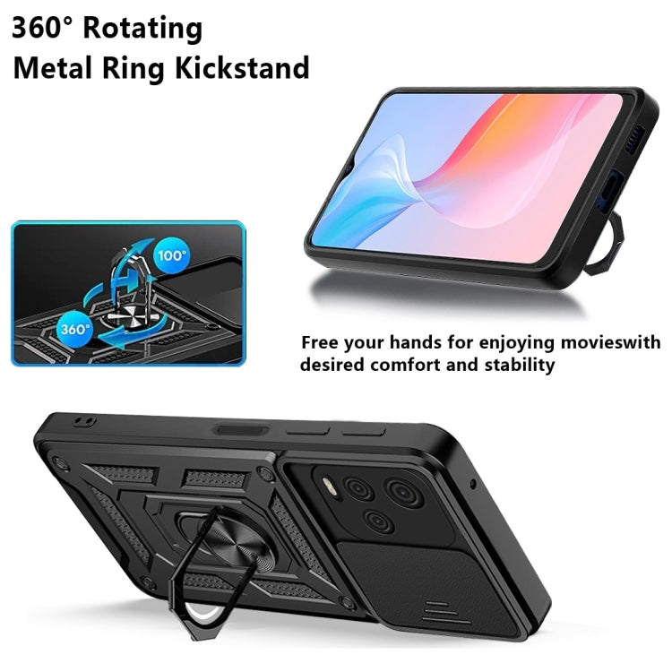 For vivo Y21s Sliding Camera Cover TPU+PC Phone Case(Black)