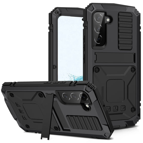 For Samsung Galaxy S22+ 5G R-JUST Metal + Silicone Holder Phone Case(Black)