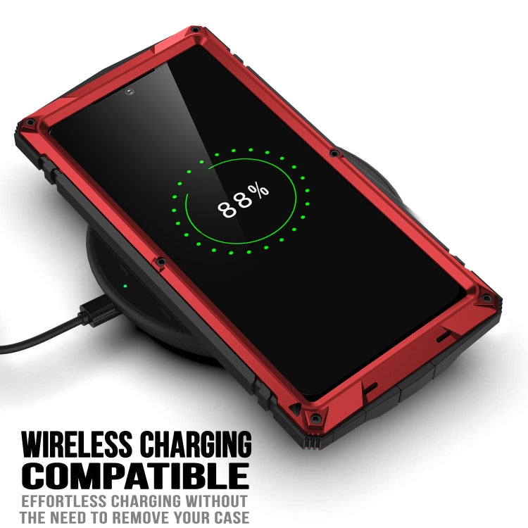 For Samsung Galaxy S22 Ultra 5G R-JUST Metal + Silicone Holder Phone Case(Red)