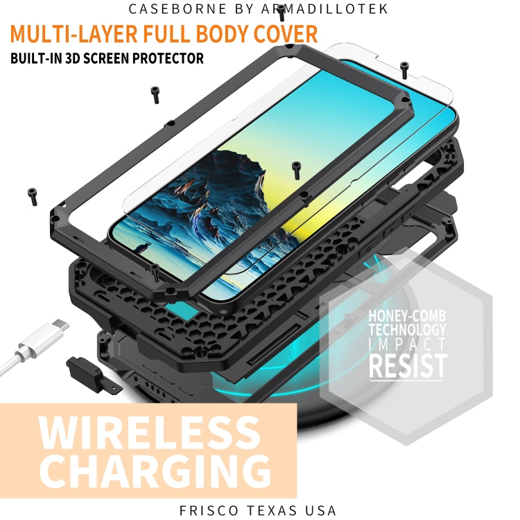 For Samsung Galaxy S22+ 5G R-JUST Sliding Camera Metal + Silicone Holder Phone Case(Black)