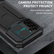 For Samsung Galaxy S22+ 5G R-JUST Sliding Camera Metal + Silicone Holder Phone Case(Black)