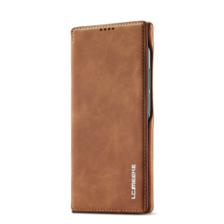For Samsung Galaxy S22 Ultra 5G LC.IMEEKE Hon Ancient Series Horizontal Flip Leather Phone Case(Brown)