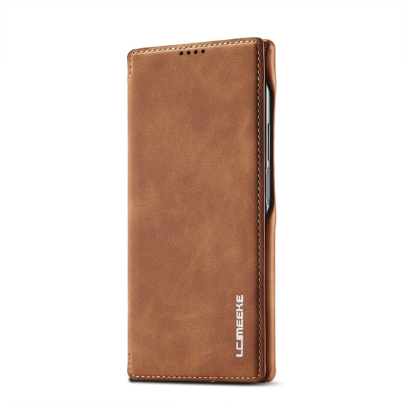 For Samsung Galaxy S22 Ultra 5G LC.IMEEKE Hon Ancient Series Horizontal Flip Leather Phone Case(Brown)