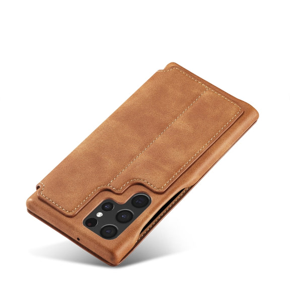 For Samsung Galaxy S22 Ultra 5G LC.IMEEKE Hon Ancient Series Horizontal Flip Leather Phone Case(Brown)
