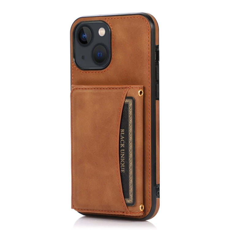 For iPhone 13 Three-fold Leather Phone Case with Card Slot & Wallet & Holder(Brown)