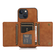 For iPhone 13 Three-fold Leather Phone Case with Card Slot & Wallet & Holder(Brown)