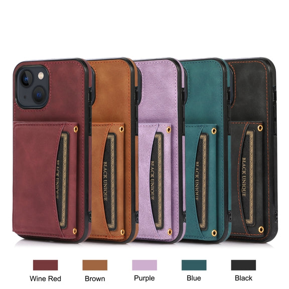 For iPhone 13 Three-fold Leather Phone Case with Card Slot & Wallet & Holder(Brown)