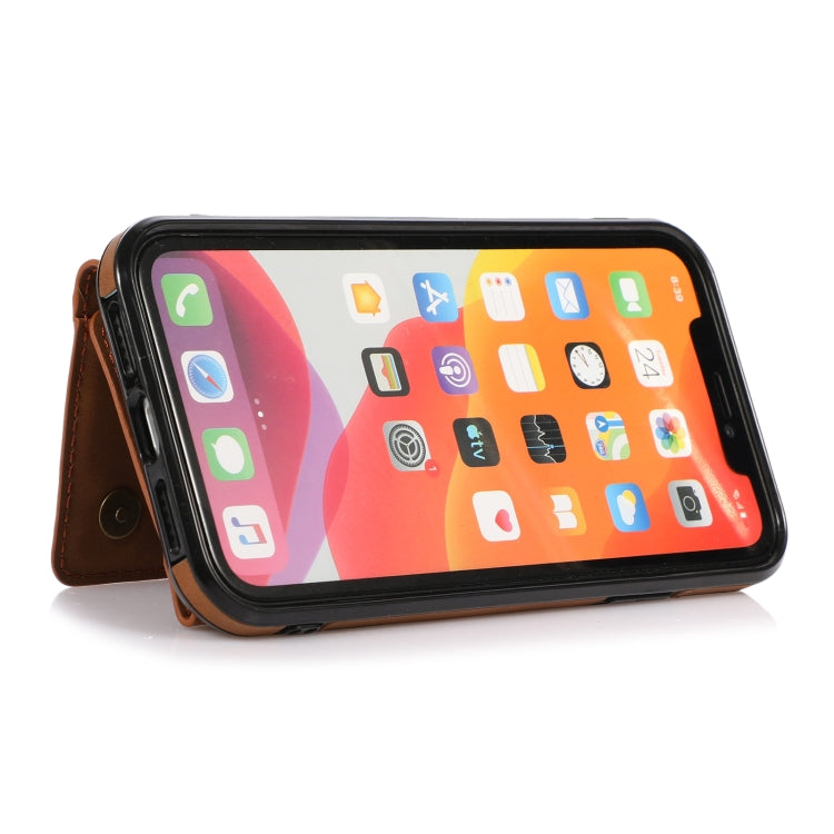 Three-fold Leather Phone Case with Card Slot & Wallet & Holder For iPhone 11(Brown)