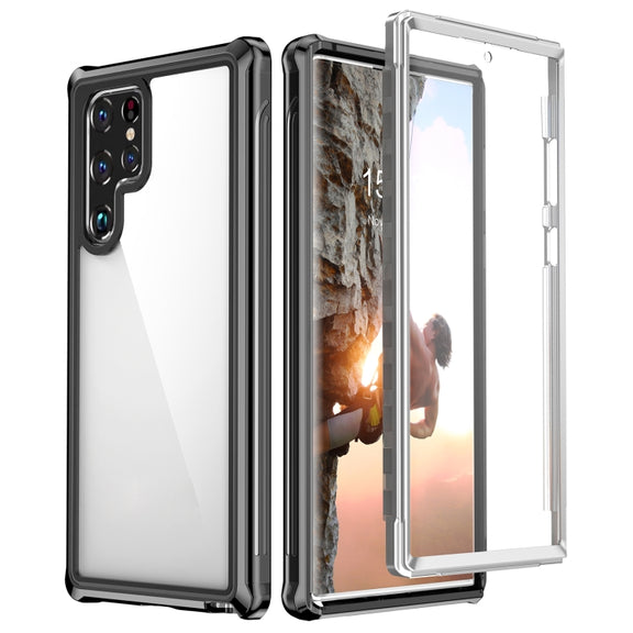 For Samsung Galaxy S22 Ultra 5G RedPepper Transparent Dot Shockproof Water-resistant PC + TPU Phone Case(Black)
