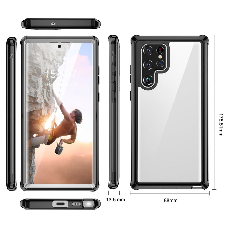 For Samsung Galaxy S22 Ultra 5G RedPepper Transparent Dot Shockproof Water-resistant PC + TPU Phone Case(Black)