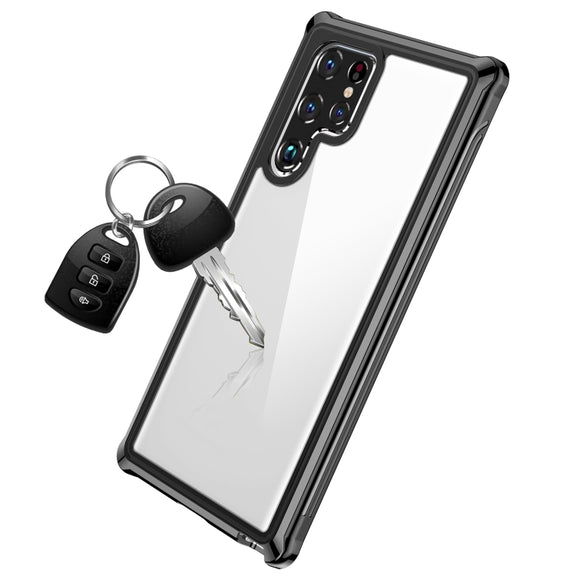 For Samsung Galaxy S22 Ultra 5G RedPepper Transparent Dot Shockproof Water-resistant PC + TPU Phone Case(Black)