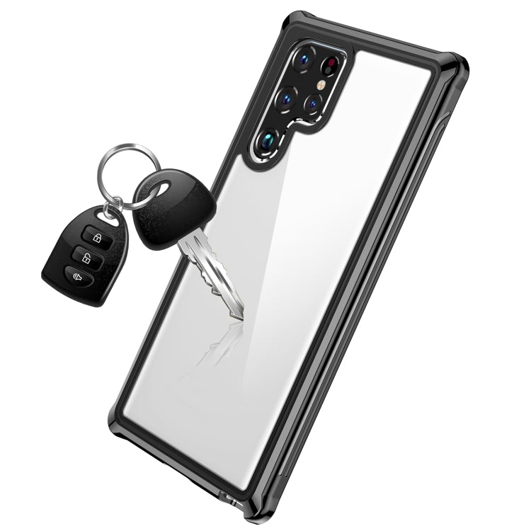 For Samsung Galaxy S22 Ultra 5G RedPepper Transparent Dot Shockproof Water-resistant PC + TPU Phone Case(Black)