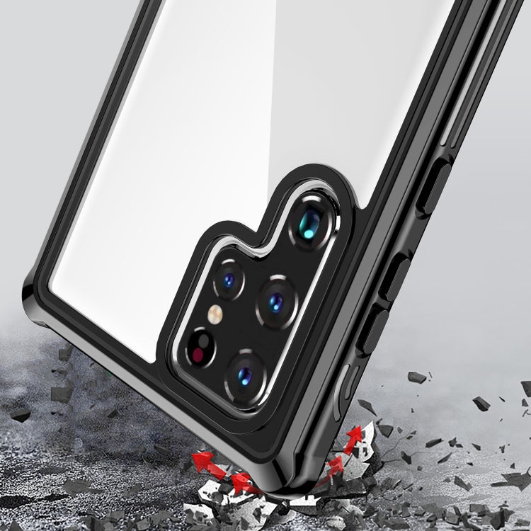 For Samsung Galaxy S22 Ultra 5G RedPepper Transparent Dot Shockproof Water-resistant PC + TPU Phone Case(Black)