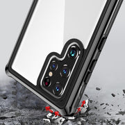 For Samsung Galaxy S22 Ultra 5G RedPepper Transparent Dot Shockproof Water-resistant PC + TPU Phone Case(Black)
