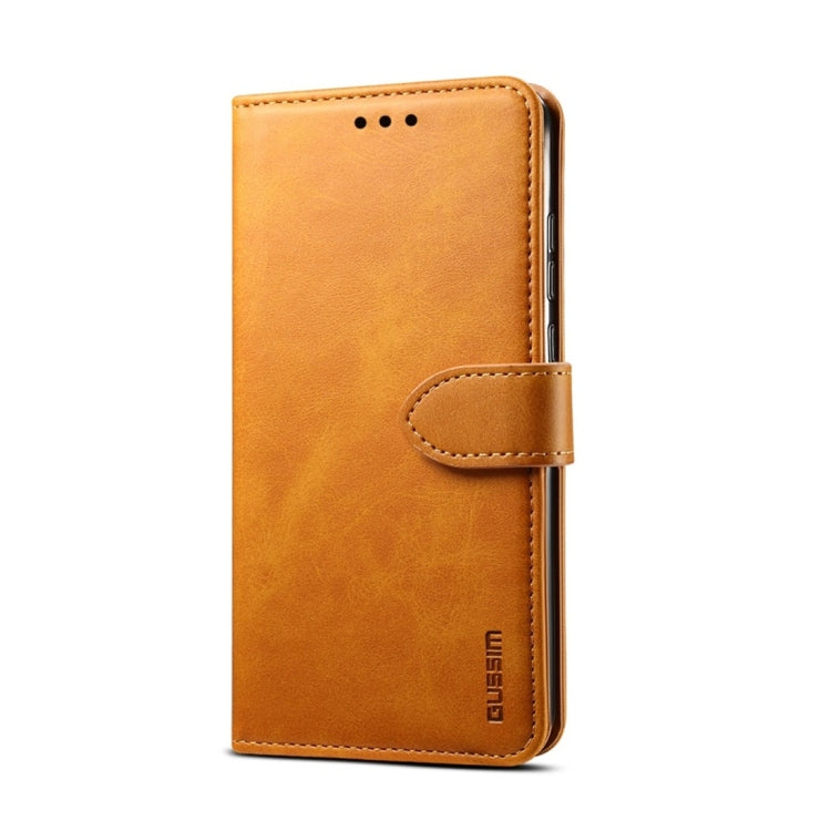 For Huawei P20 Lite GUSSIM Business Style Horizontal Flip Leather Case with Holder & Card Slots & Wallet(Khaki)