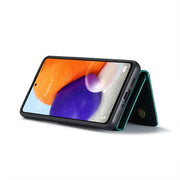 For Samsung Galaxy A73 5G DG.MING M2 Series 3-Fold Multi Card Bag + Phone Case(Green)
