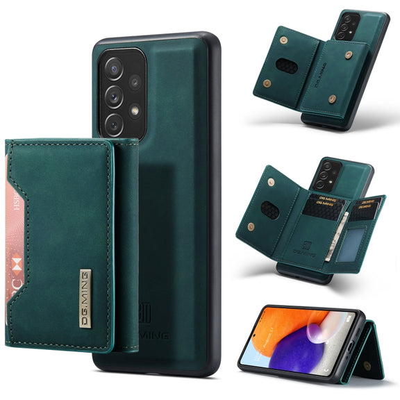 For Samsung Galaxy A73 5G DG.MING M2 Series 3-Fold Multi Card Bag + Phone Case(Green)