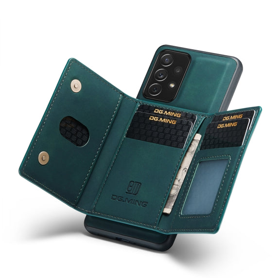 For Samsung Galaxy A73 5G DG.MING M2 Series 3-Fold Multi Card Bag + Phone Case(Green)