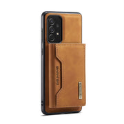 For Samsung Galaxy A73 5G DG.MING M2 Series 3-Fold Multi Card Bag + Phone Case(Brown)