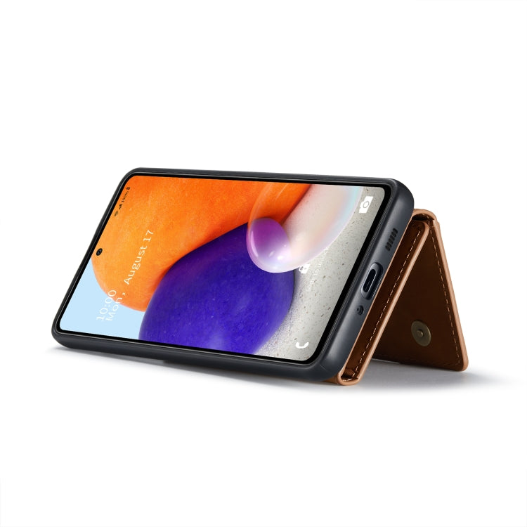 For Samsung Galaxy A73 5G DG.MING M2 Series 3-Fold Multi Card Bag + Phone Case(Brown)