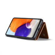 For Samsung Galaxy A73 5G DG.MING M2 Series 3-Fold Multi Card Bag + Phone Case(Brown)