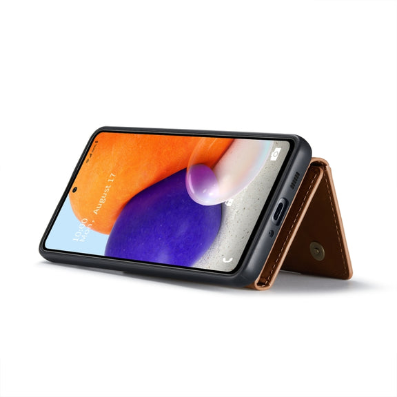 For Samsung Galaxy A73 5G DG.MING M2 Series 3-Fold Multi Card Bag + Phone Case(Brown)