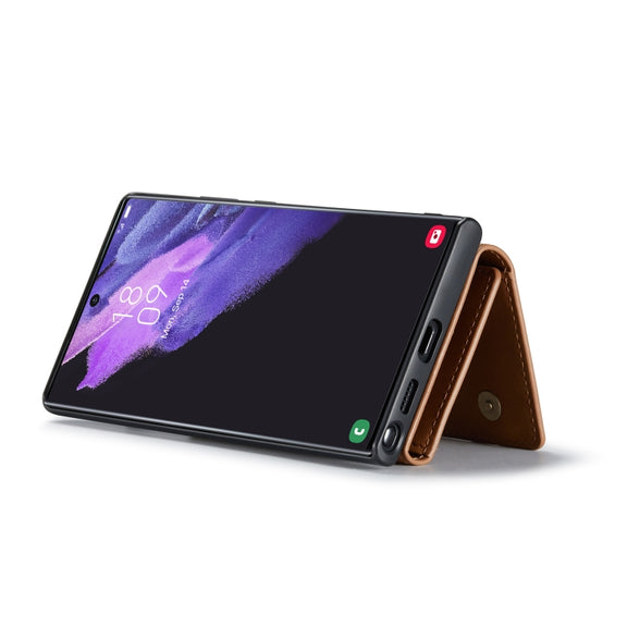 For Samsung Galaxy S22 Ultra 5G DG.MING M1 Series 3-Fold Multi Card Wallet Phone Case(Brown)
