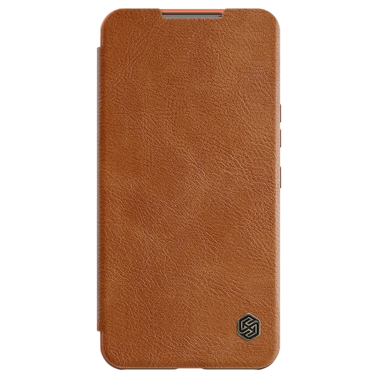 For Samsung Galaxy S22 5G NILLKIN QIN Series Pro Sliding Camera Cover Design Leather Phone Case(Brown)