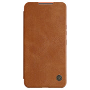 For Samsung Galaxy S22 5G NILLKIN QIN Series Pro Sliding Camera Cover Design Leather Phone Case(Brown)