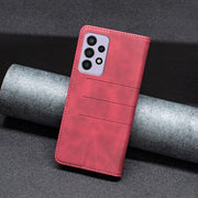 For Samsung Galaxy A73 5G Magnetic Splicing Leather Phone Case(Red)