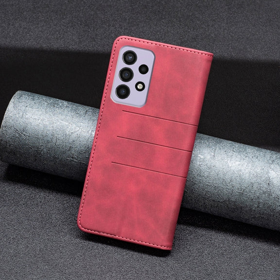 For Samsung Galaxy A73 5G Magnetic Splicing Leather Phone Case(Red)