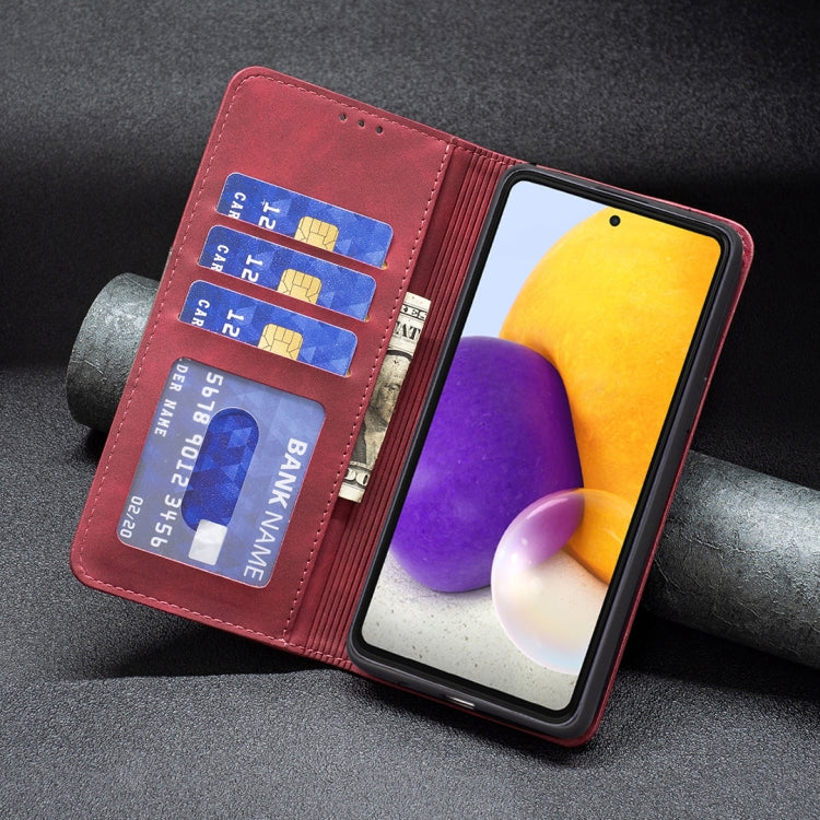 For Samsung Galaxy A73 5G Magnetic Splicing Leather Phone Case(Red)