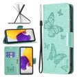 For Samsung Galaxy A73 5G Two Butterflies Embossing Leather Phone Case(Green) - Galaxy Phone Cases by PMC TechLife | Online Shopping South Africa | PMC TechLife | Buy Now Pay Later Mobicred