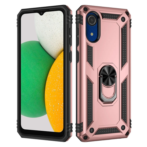 For Samsung Galaxy A03 Core 164mm Shockproof TPU + PC Phone Case with Holder(Rose Gold)