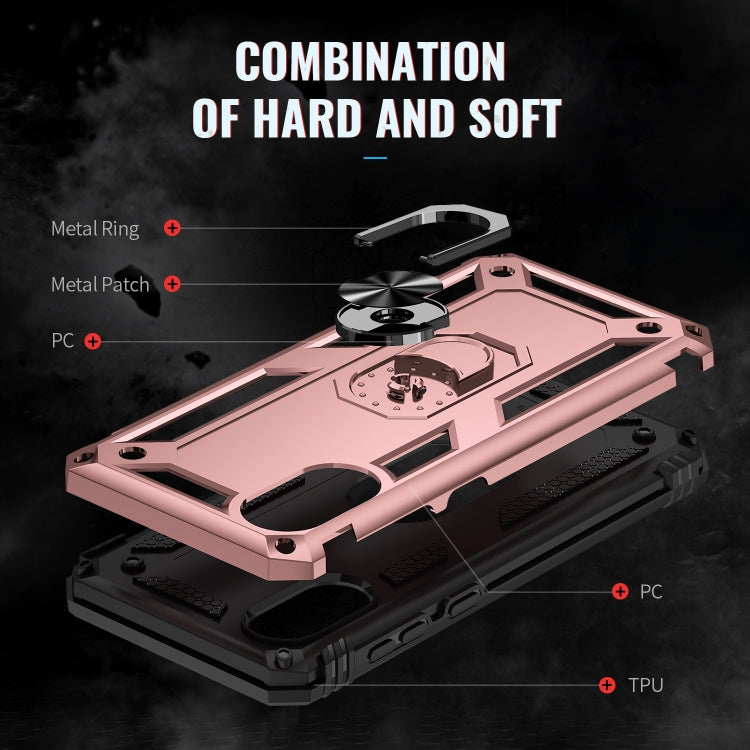 For Samsung Galaxy A03 Core 164mm Shockproof TPU + PC Phone Case with Holder(Rose Gold)