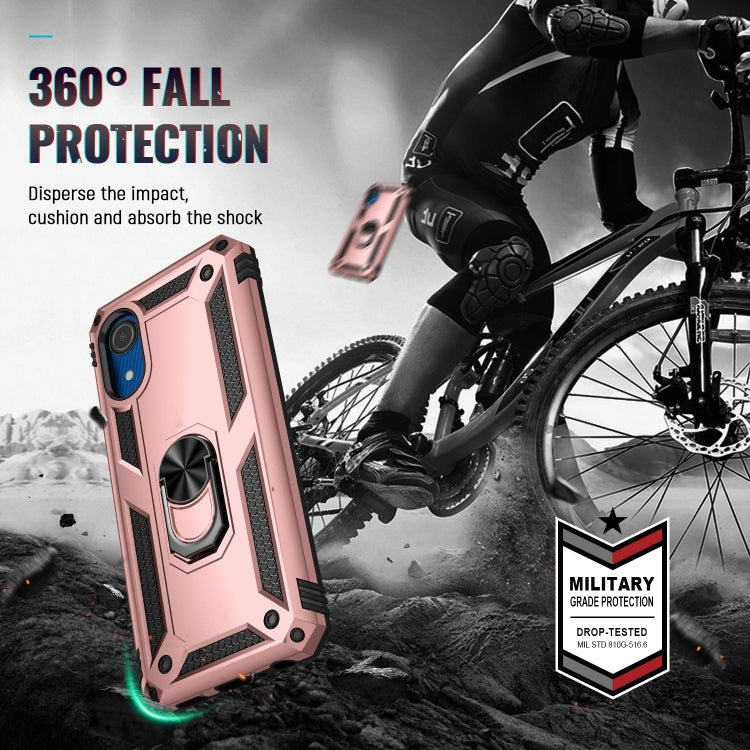 For Samsung Galaxy A03 Core 164mm Shockproof TPU + PC Phone Case with Holder(Rose Gold)