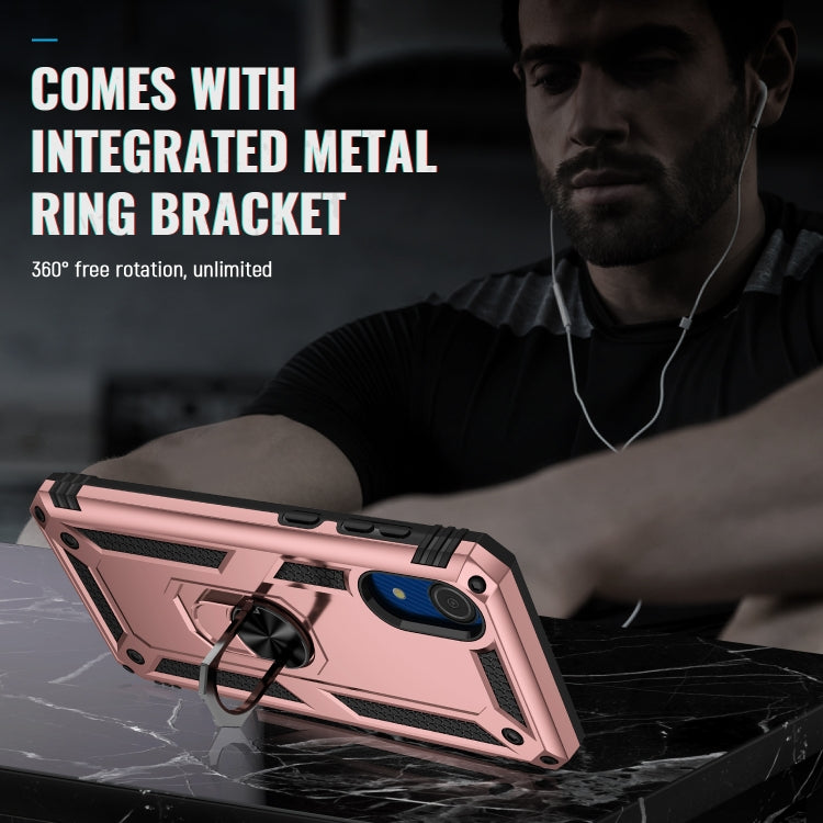 For Samsung Galaxy A03 Core 164mm Shockproof TPU + PC Phone Case with Holder(Rose Gold)