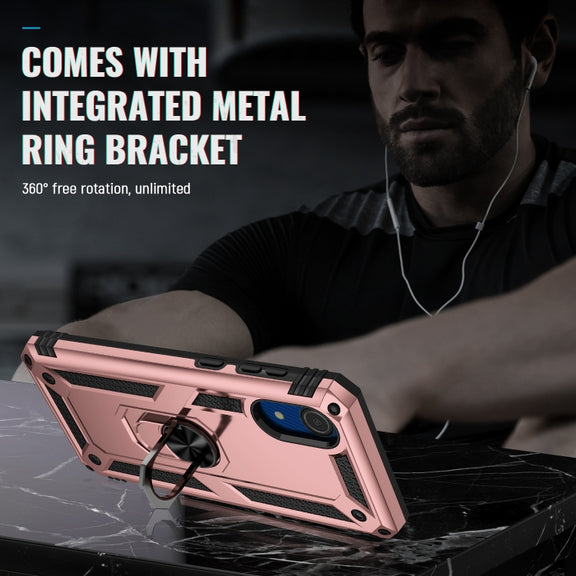 For Samsung Galaxy A03 Core 164mm Shockproof TPU + PC Phone Case with Holder(Rose Gold)