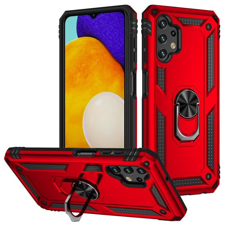 For Samsung Galaxy A13 4G Shockproof TPU + PC Phone Case with Holder(Red)