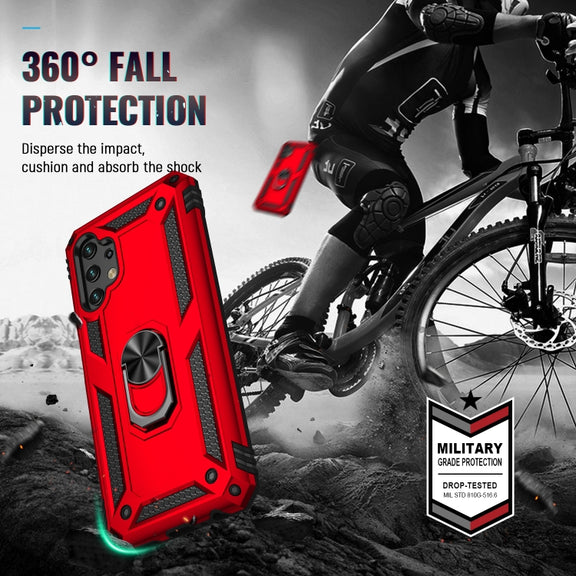 For Samsung Galaxy A13 4G Shockproof TPU + PC Phone Case with Holder(Red)