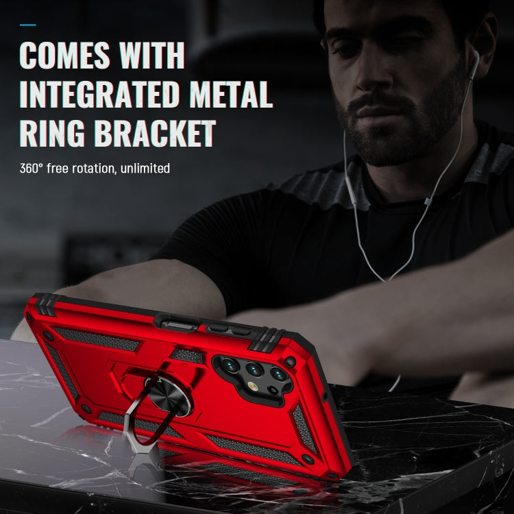 For Samsung Galaxy A13 4G Shockproof TPU + PC Phone Case with Holder(Red)