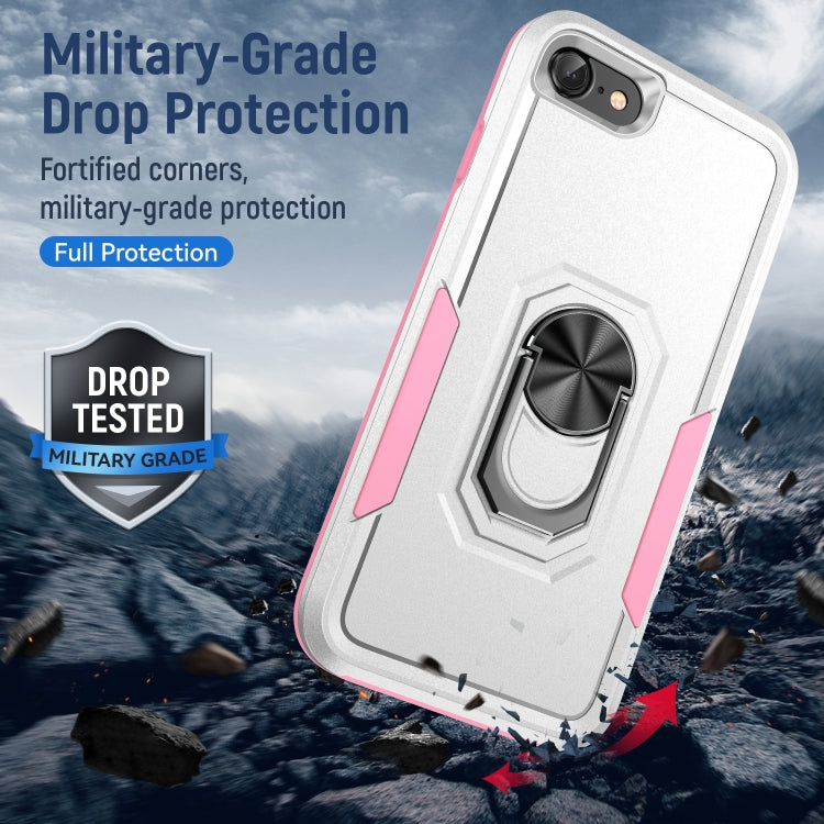 For iPhone SE 2022 / SE 2020 / 8 / 7 Pioneer Armor Heavy Duty PC + TPU Holder Phone Case(White)