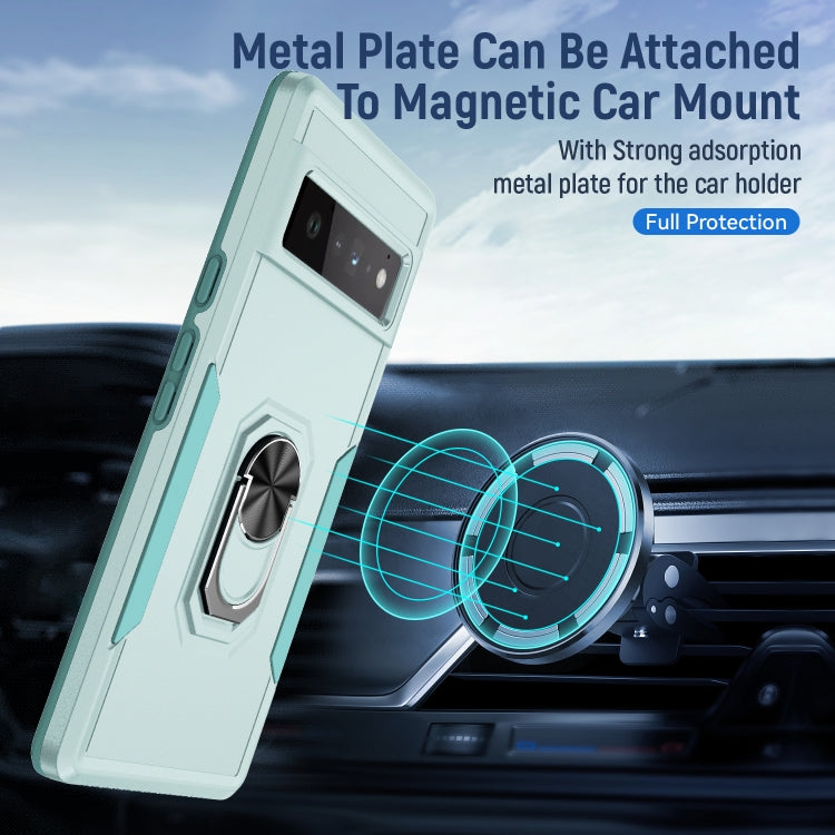For Google Pixel 6 Pro Pioneer Armor Heavy Duty PC + TPU Holder Phone Case(Green)