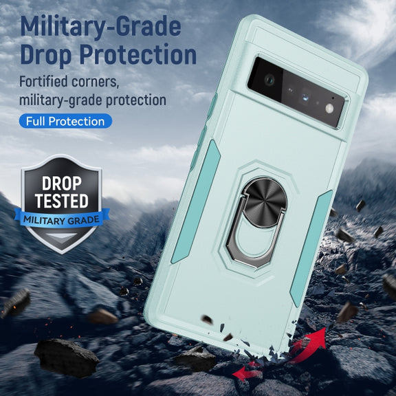 For Google Pixel 6 Pro Pioneer Armor Heavy Duty PC + TPU Holder Phone Case(Green)