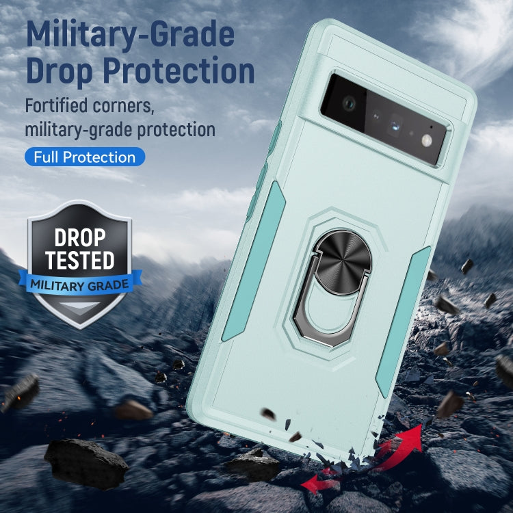 For Google Pixel 6 Pro Pioneer Armor Heavy Duty PC + TPU Holder Phone Case(Green)