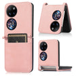 For Huawei P50 Pocket Lambskin Texture Card Folding Phone Case(Pink) - Huawei Cases by PMC TechLife | Online Shopping South Africa | PMC TechLife | Buy Now Pay Later Mobicred