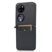 For Huawei P50 Pocket Lambskin Texture Card Folding Phone Case(Black)