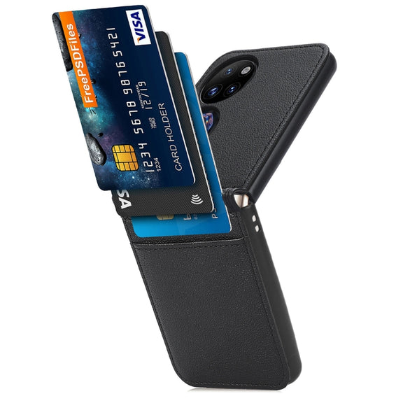 For Huawei P50 Pocket Lambskin Texture Card Folding Phone Case(Black)