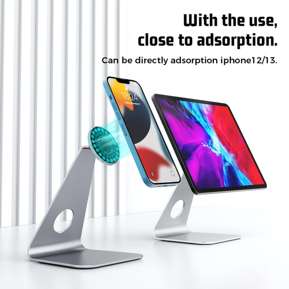 R-JUST PB01-13 L-shaped Magnetic Tablet Phone Desktop Holder(Silver)