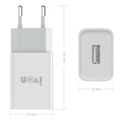 IVON AD-33 2 in 1 2.1A Single USB Port Travel Charger + 1m USB to 8 Pin Data Cable Set, EU Plug(White)